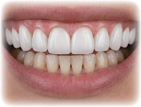 Hollywood Smile sur les 8 dents visibles du haut, arcade supérieure entièrement redessinée